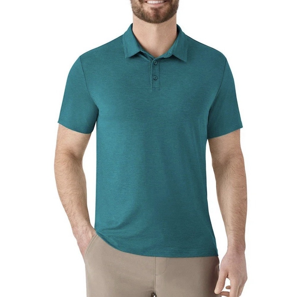 Member's Mark Mens Small Favorite Soft Polo, Teal, Classic Fit, Tag-Free